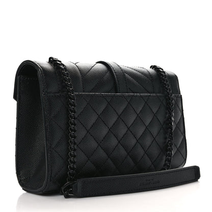 Saint Laurent Grain De Poudre Textured Mixed Matelasse Triquilt Small Monogram Monochrome Satchel Black 3 of 9