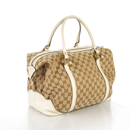 Gucci Monogram Horsebit Nail Medium Boston White 3 of 9