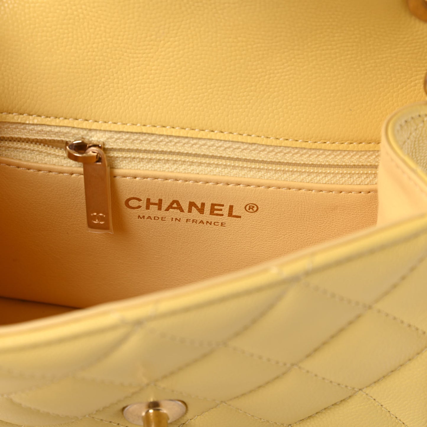 Caviar Quilted Mini Sweet Classic Flap Yellow