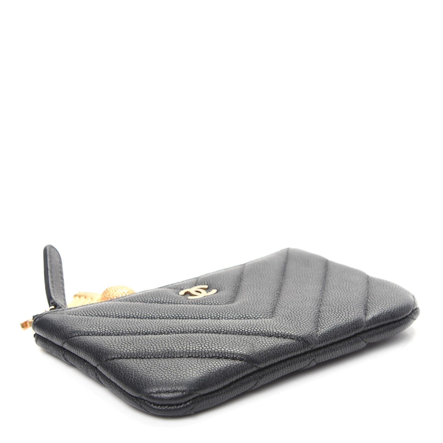 Chanel Caviar Chevron Quilted Small Ancient Greek Charms Cosmetic Case Black 4 of 7