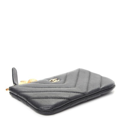 Chanel Caviar Chevron Quilted Small Ancient Greek Charms Cosmetic Case Black 4 of 7