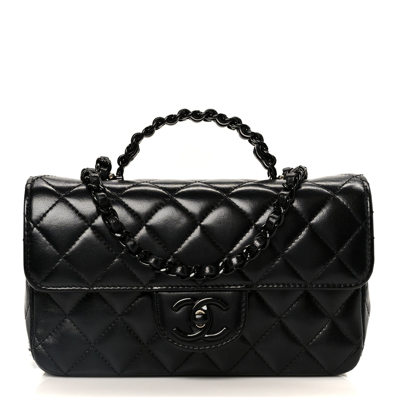 Chanel Lambskin Quilted Small Coco Pop Top Handle Flap So Black 1 of 11