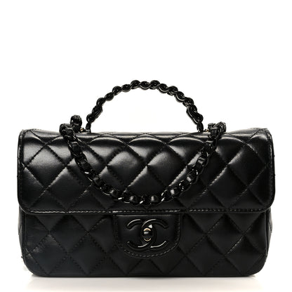 Chanel Lambskin Quilted Small Coco Pop Top Handle Flap So Black 1 of 11