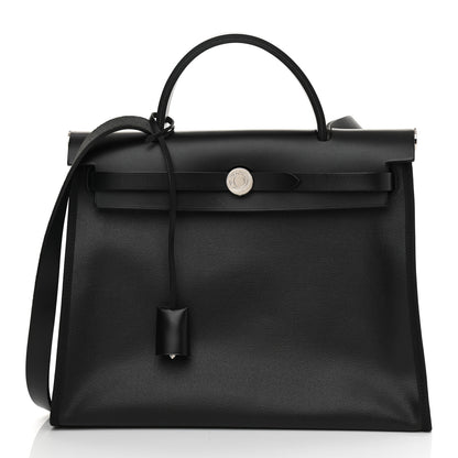 Hermes Toile H Berline Vache Hunter Herbag Zip PM 31 Black Ecru 3 of 9