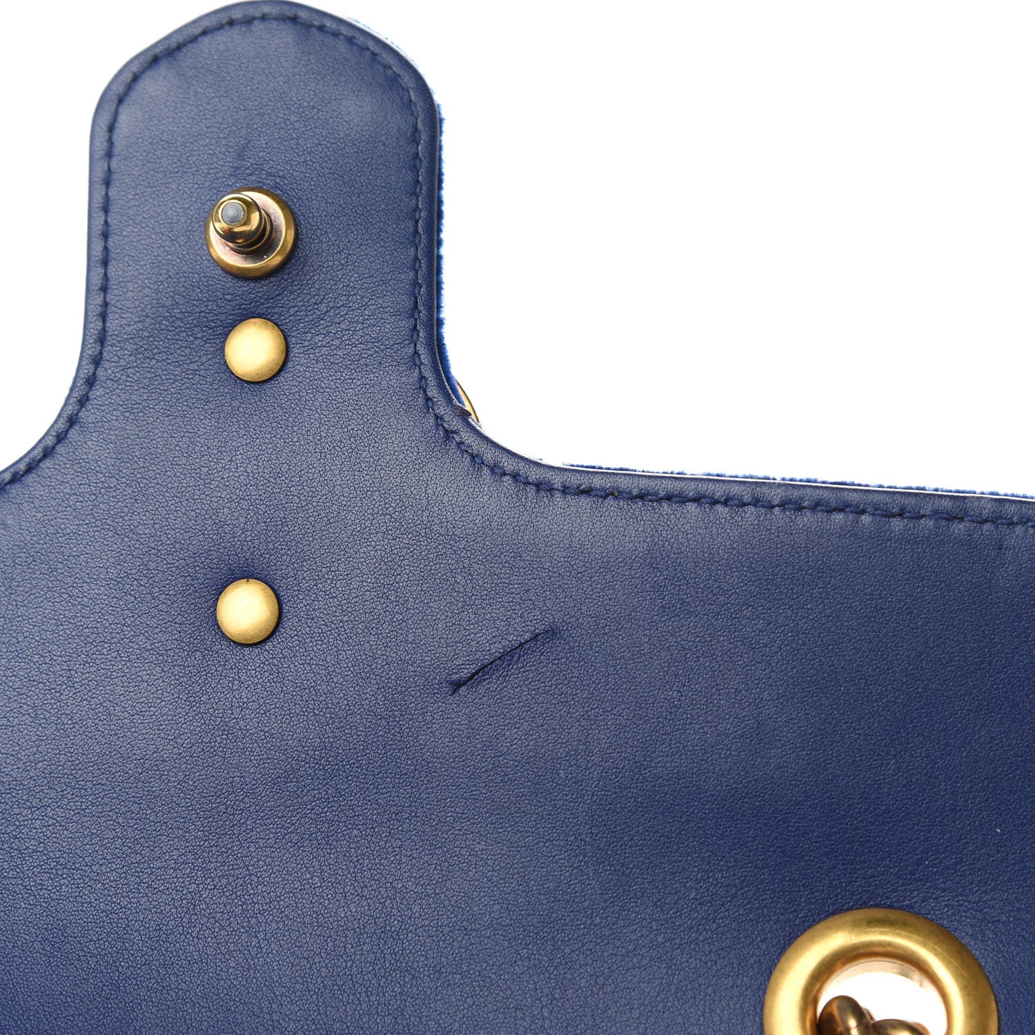 Gucci Velvet Matelasse Embroidered Mini GG Marmont Shoulder Bag Cobalt Blue 12 of 13