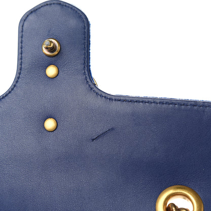 Gucci Velvet Matelasse Embroidered Mini GG Marmont Shoulder Bag Cobalt Blue 12 of 13