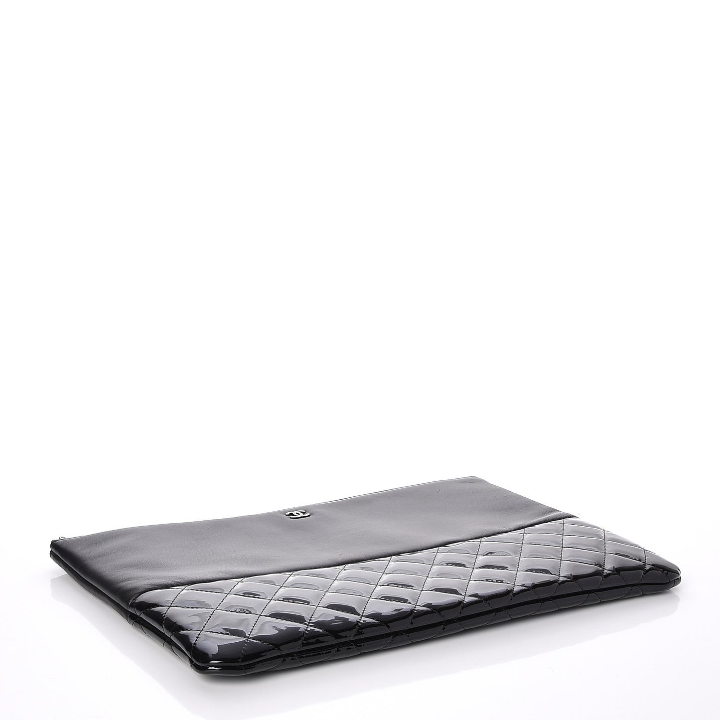 Lambskin Patent Quilted Large Cosmetic Case Black