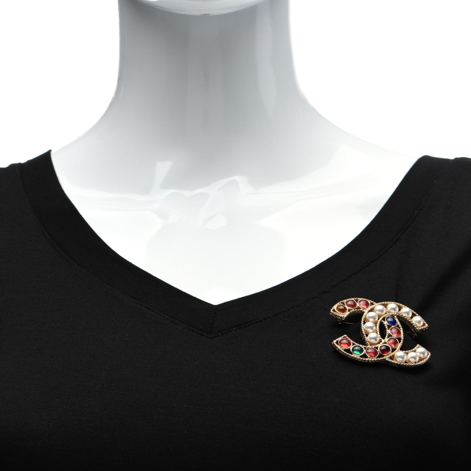 Chanel Pearl Gripiox CC Brooch Multicolor Light Gold 2 of 5