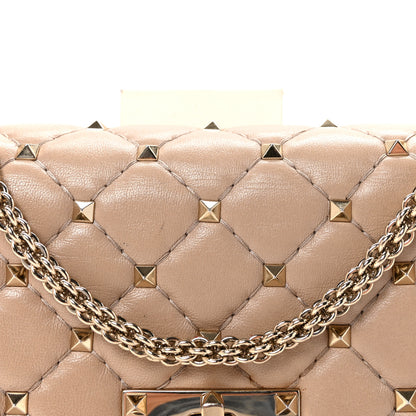 Valentino Garavani Lambskin Rockstud Spike Wallet on Chain Poudre 7 of 9