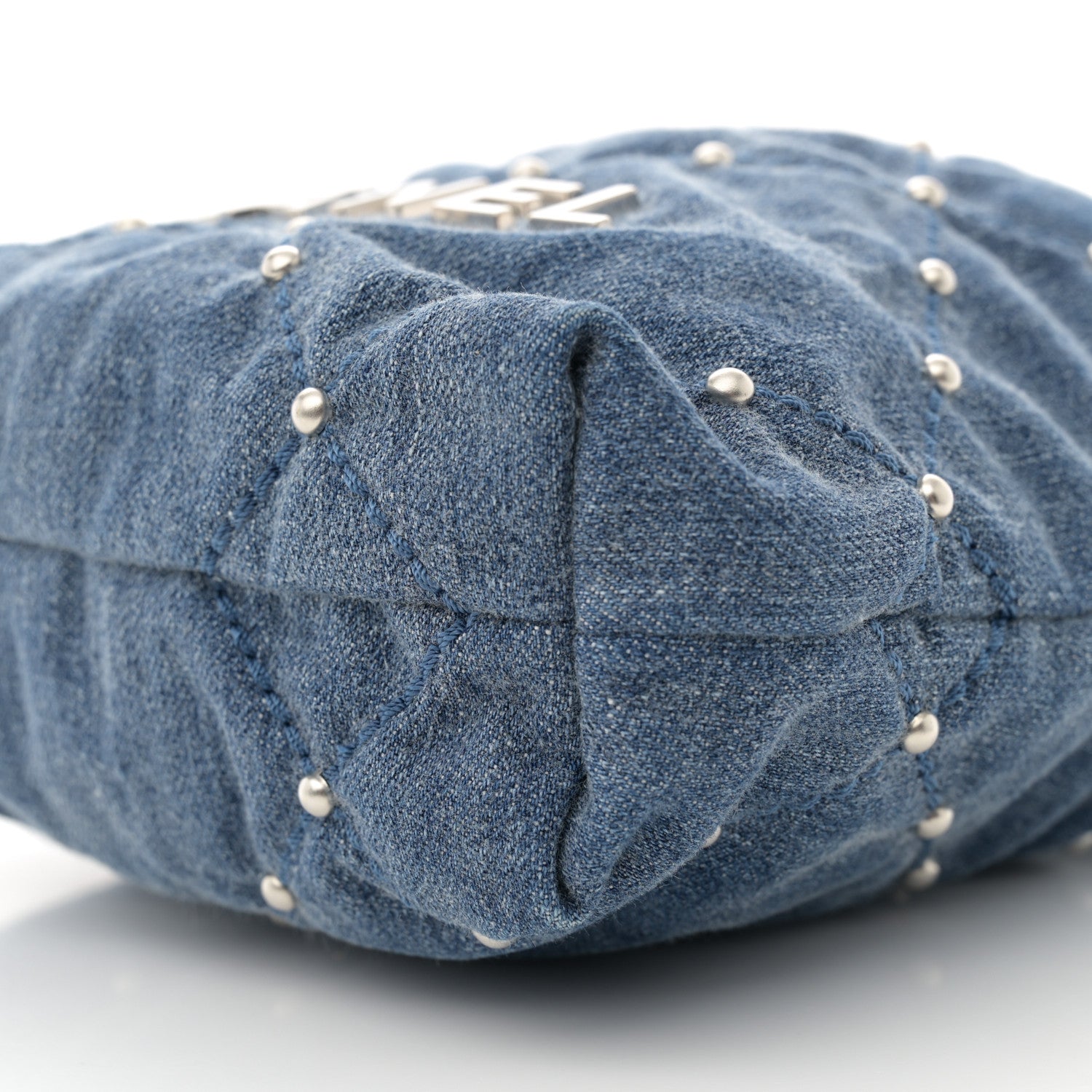 Chanel Washed Denim Quilted Studded Mini Chanel 22 Blue 10 of 11