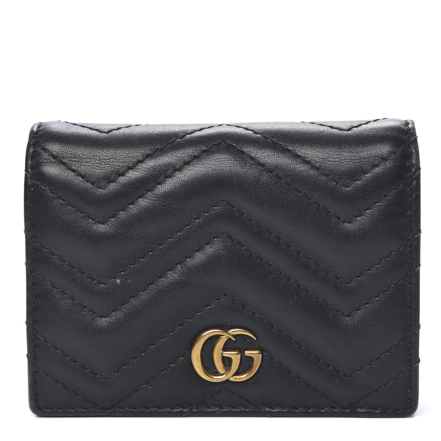 Calfskin Matelasse GG Marmont Card Case Wallet Black