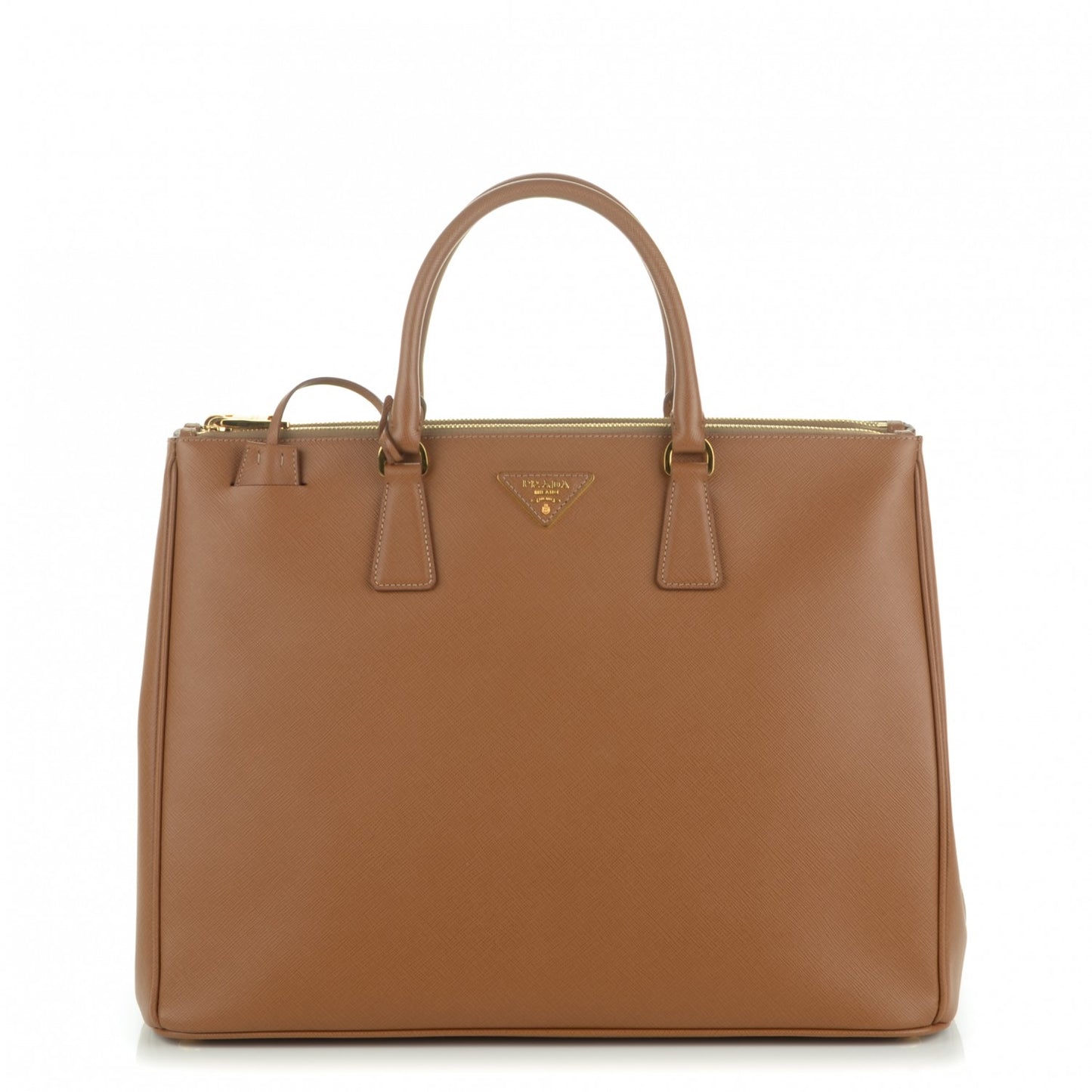 Saffiano Lux Extra Large Galleria Double Zip Tote Caramel