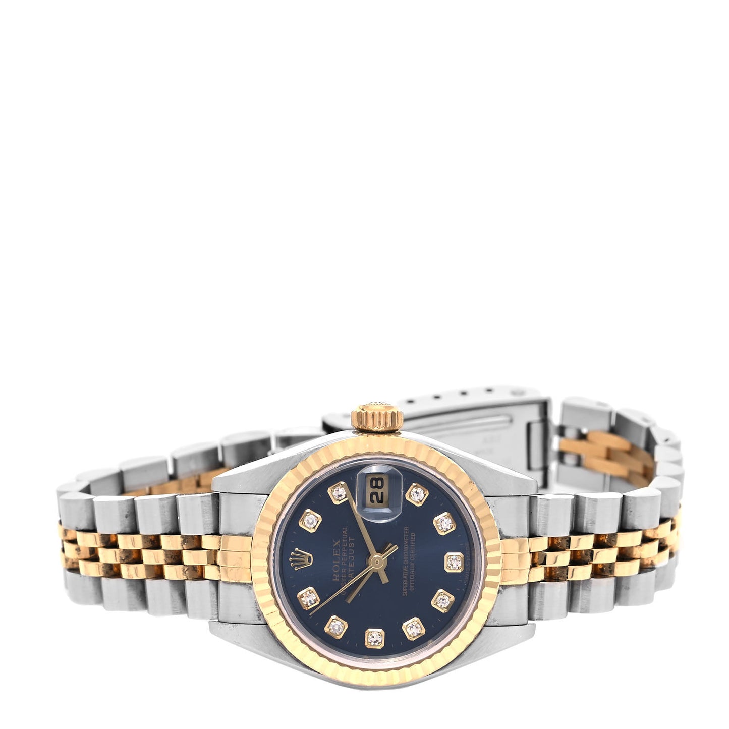 Stainless Steel 18K Yellow Gold Diamond 26mm Oyster Perpetual Datejust Watch Blue 79173