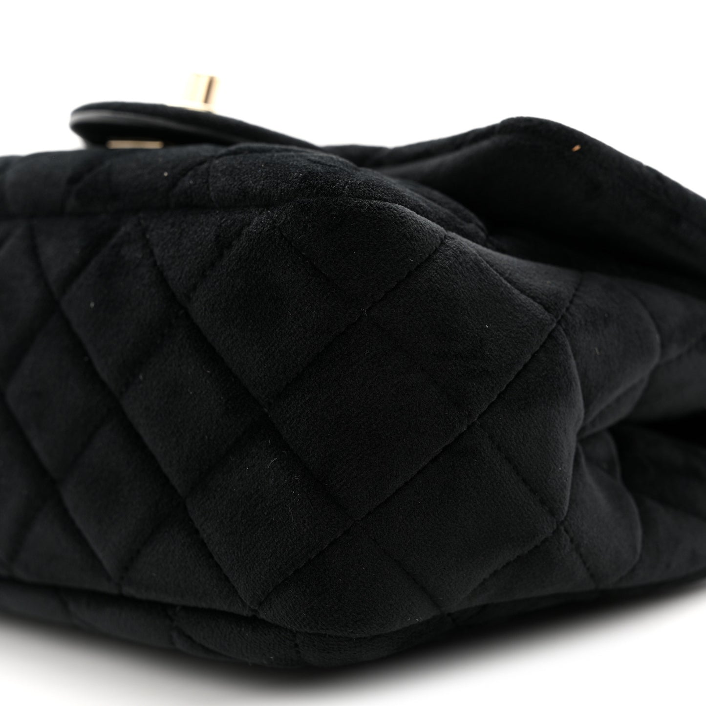 Velvet Quilted Mini Square Pearl Crush Flap Black