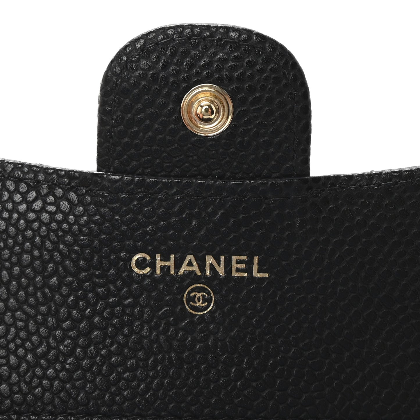 Caviar Quilted Compact Flap Wallet Black