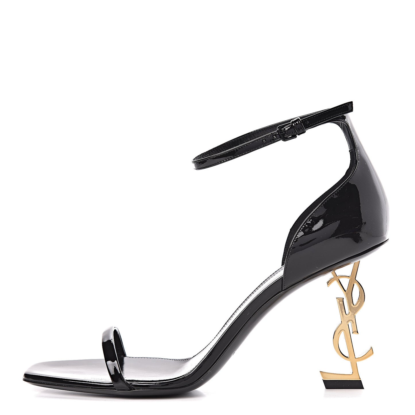 Patent Calfskin Opyum Sandals 39.5 Black Gold