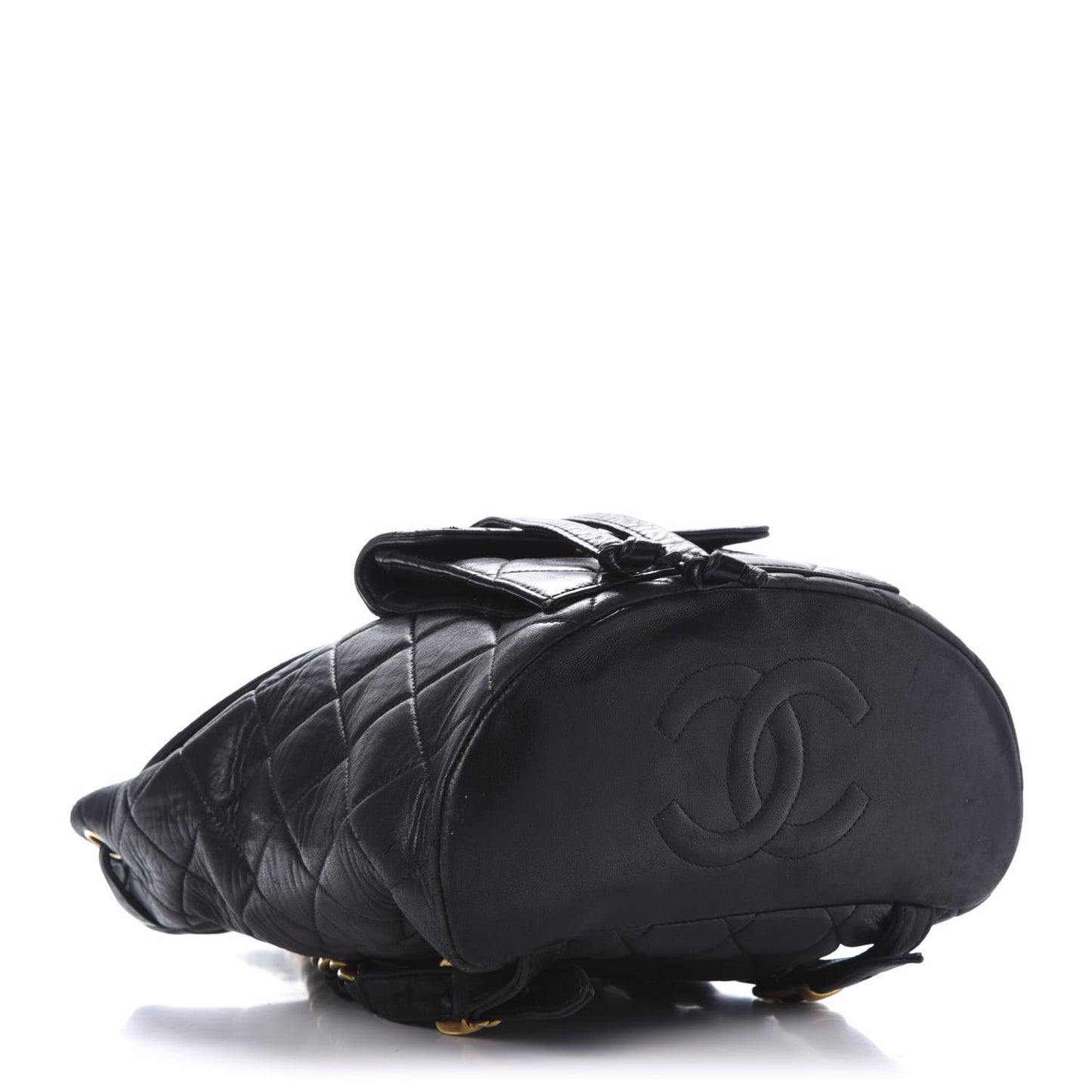 Lambskin Quilted Drawstring Backpack Black