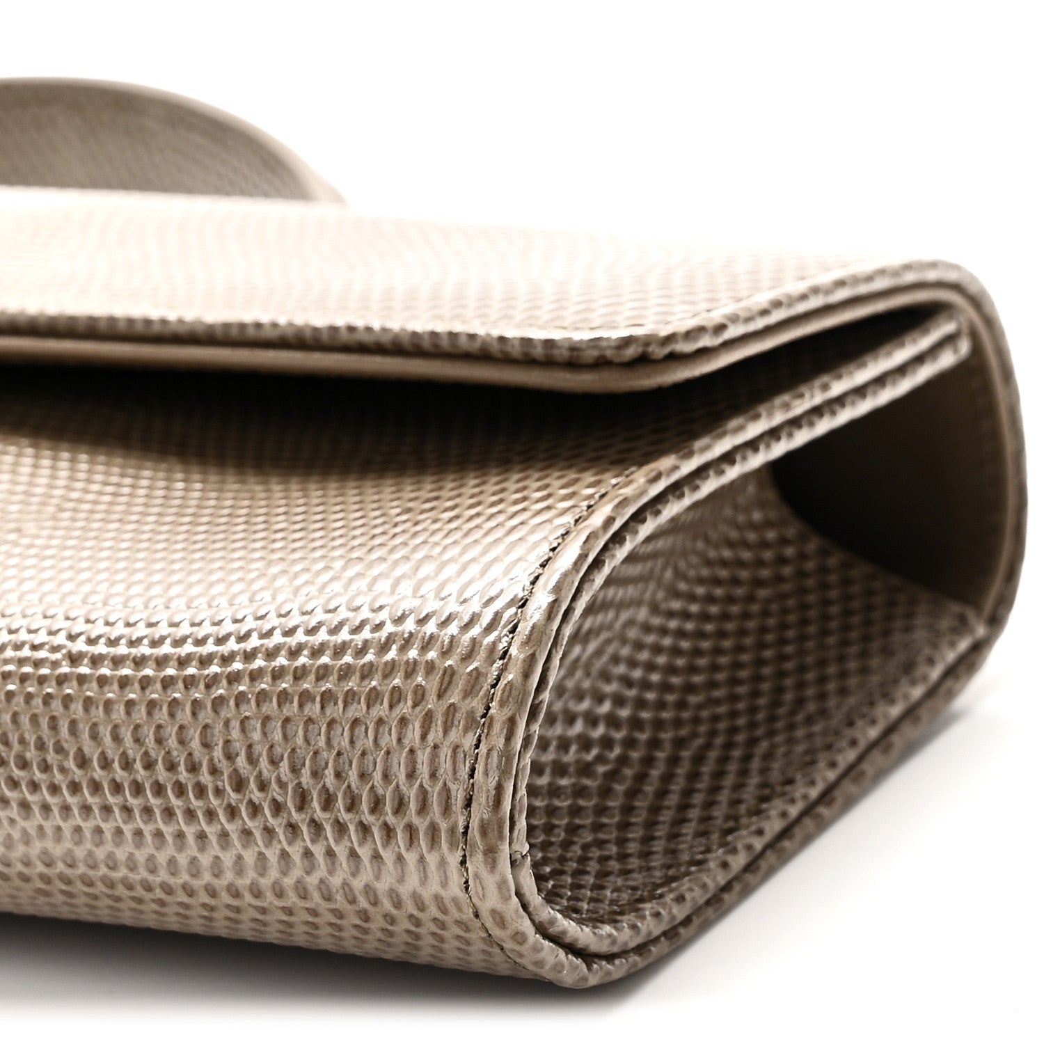 Chanel Calfskin Lizard Embossed Top Handle Long Clutch With Chain Dark Khaki 11 of 12
