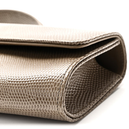 Chanel Calfskin Lizard Embossed Top Handle Long Clutch With Chain Dark Khaki 11 of 12
