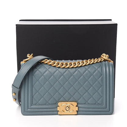 Chanel Caviar Quilted Medium Boy Flap Blue 11 of 11