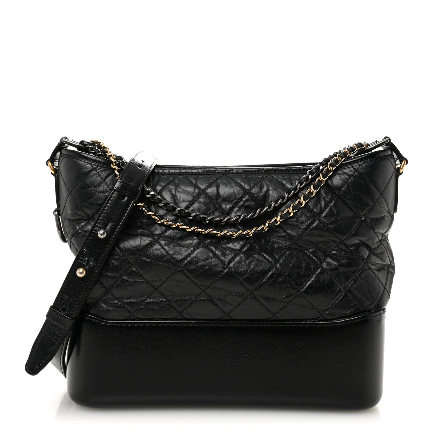 Aged Calfskin Quilted Medium Gabrielle Hobo Black