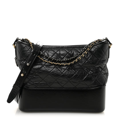 Chanel Aged Calfskin Quilted Medium Gabrielle Hobo Black 1 of 10