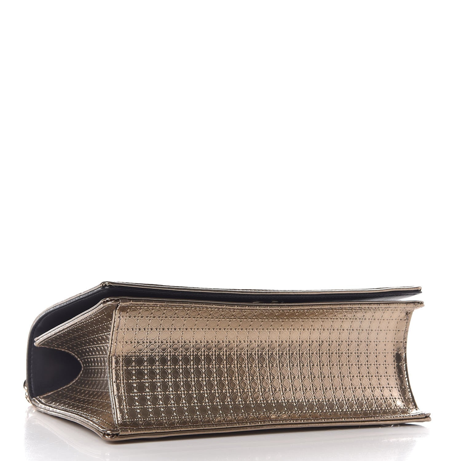 Christian Dior Metallic Patent Micro-Cannage Medium Diorama Flap Bag Gold 4 of 7