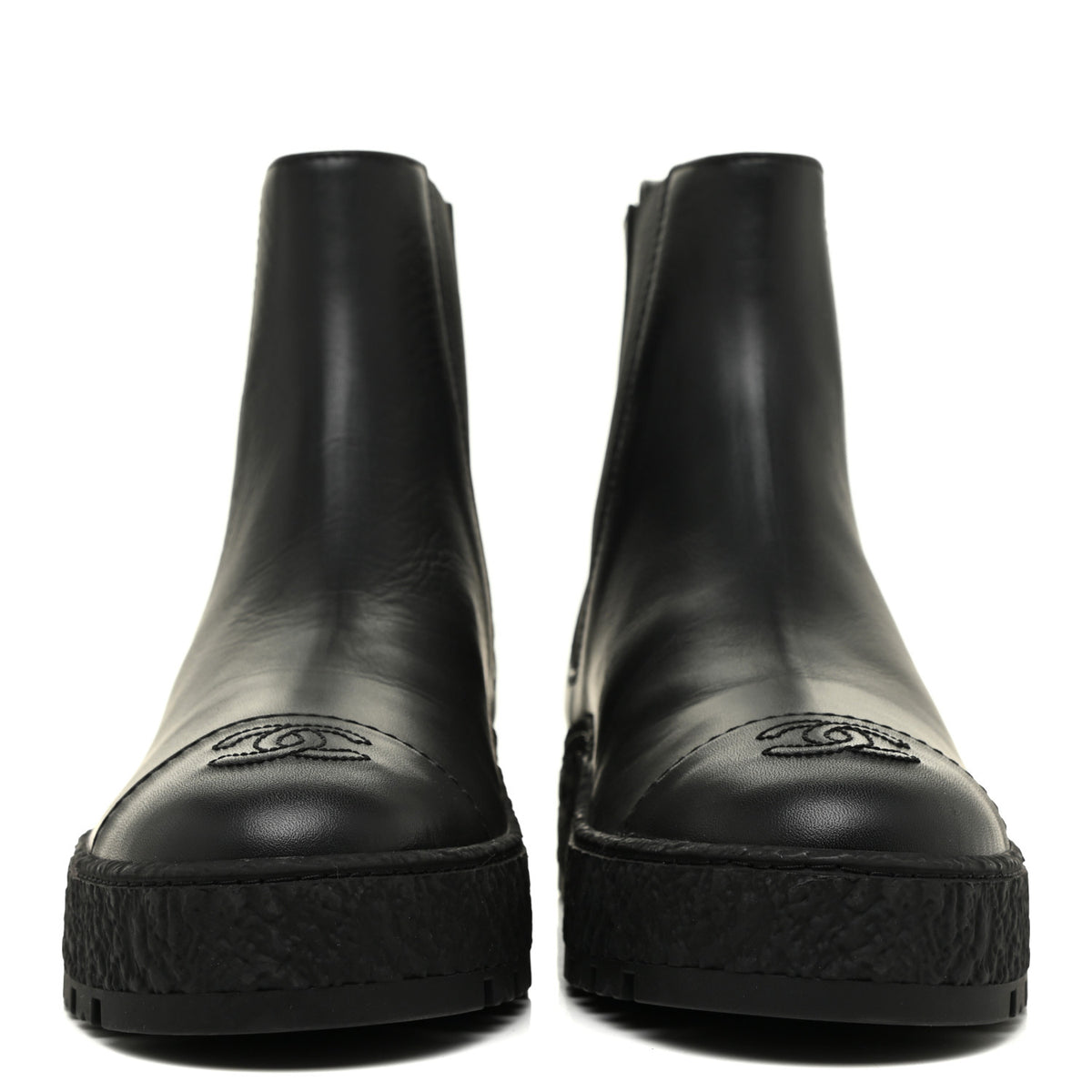 Calfskin Cap Toe CC Ankle Boots 39 Black
