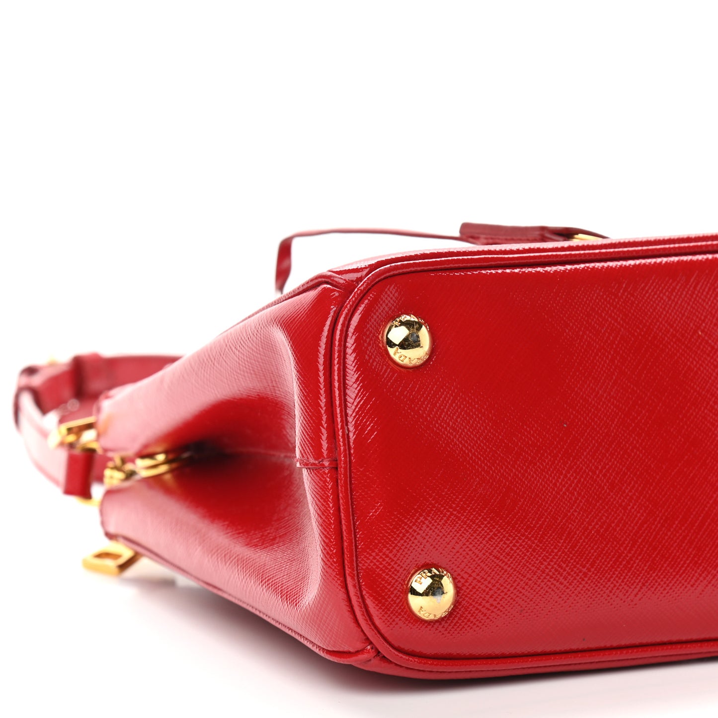Saffiano Vernice Mini Galleria Double Zip Tote Rosso