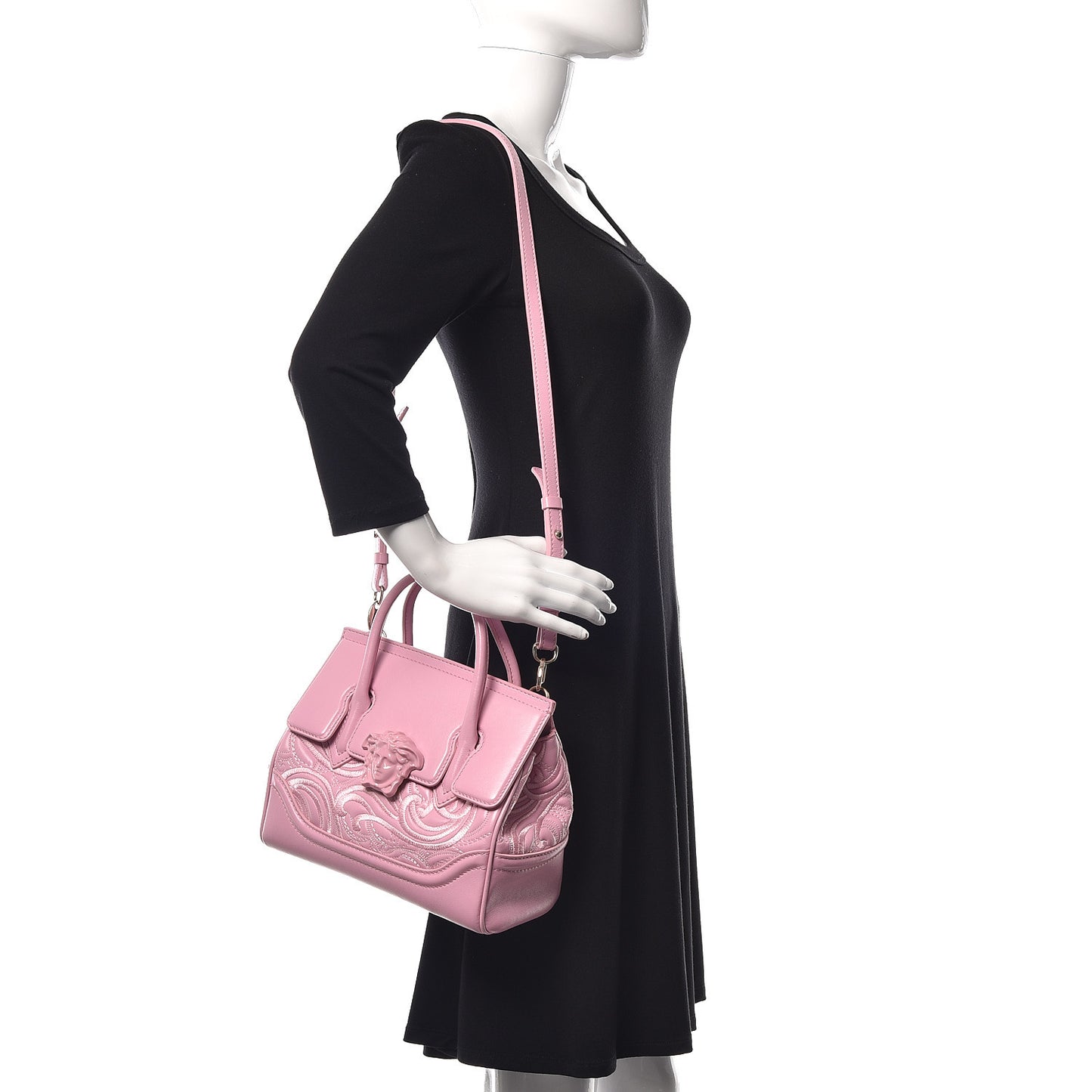 Calfskin Embroidered Medium Baroque Palazzo Empire Bag Pink