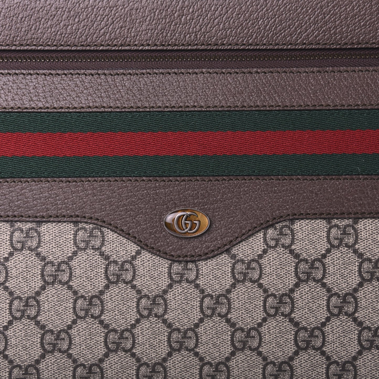 GG Supreme Monogram Textured Calfskin Web Ophidia Documents Holder Beige Ebony New Acero