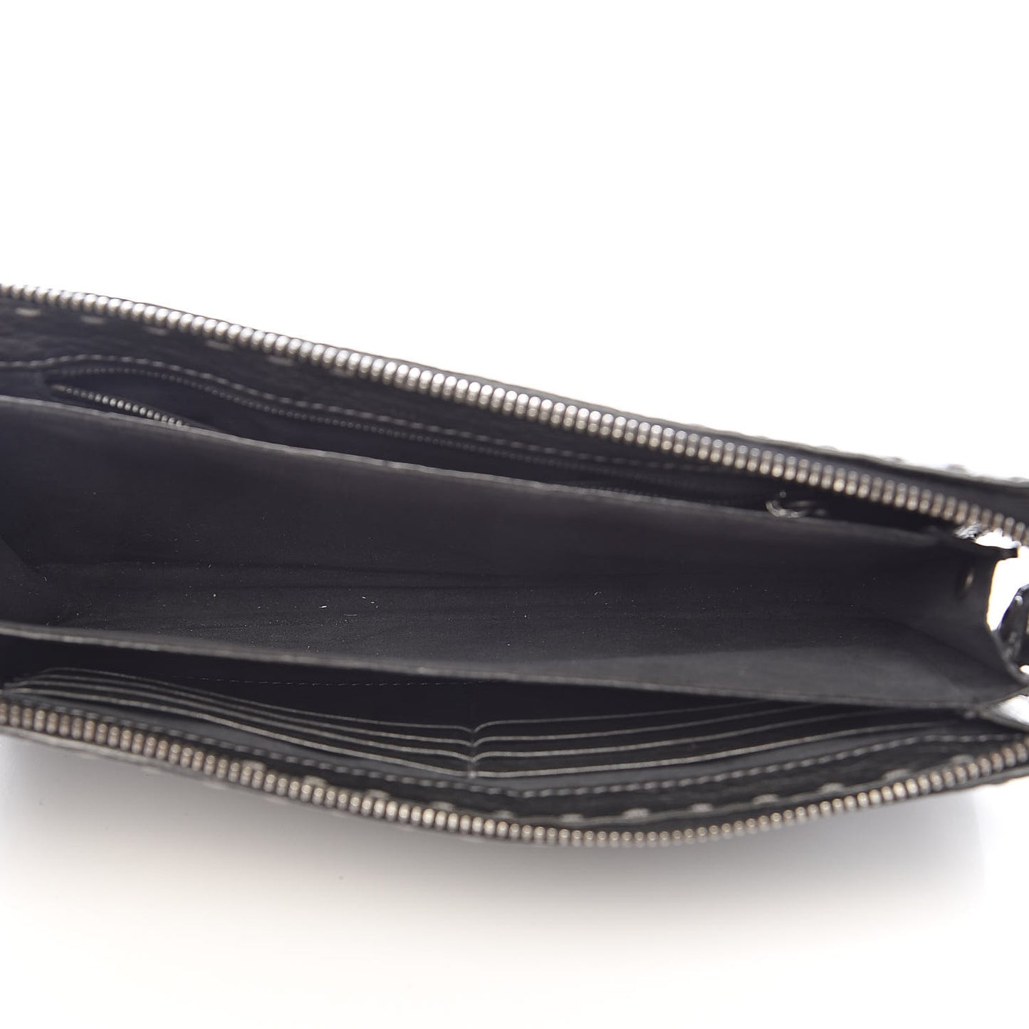Cuoio Romano Lux Selleria Monster Eyes Embossed Slim Clutch Asfalto