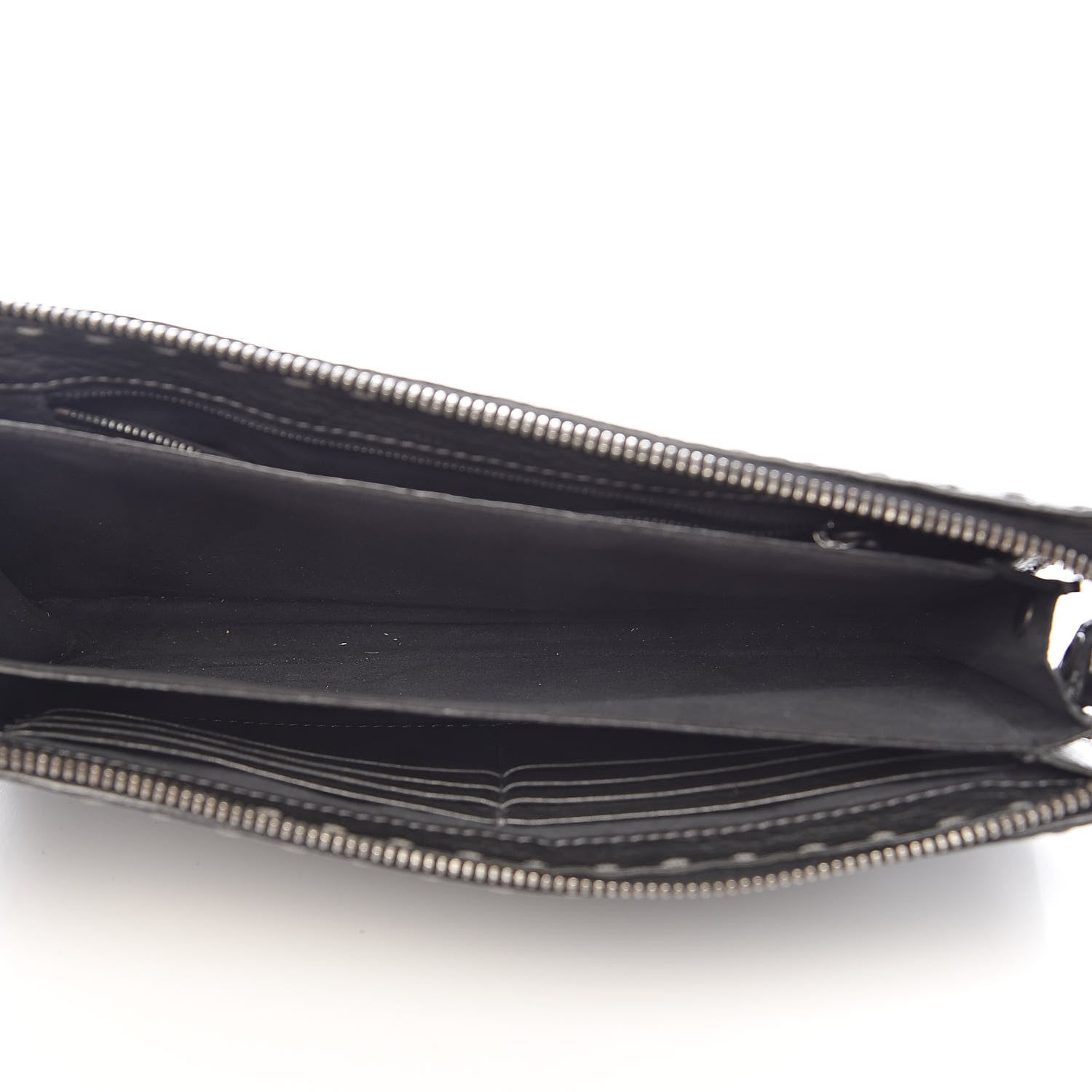 Fendi Cuoio Romano Lux Selleria Monster Eyes Embossed Slim Clutch Asfalto 5 of 9