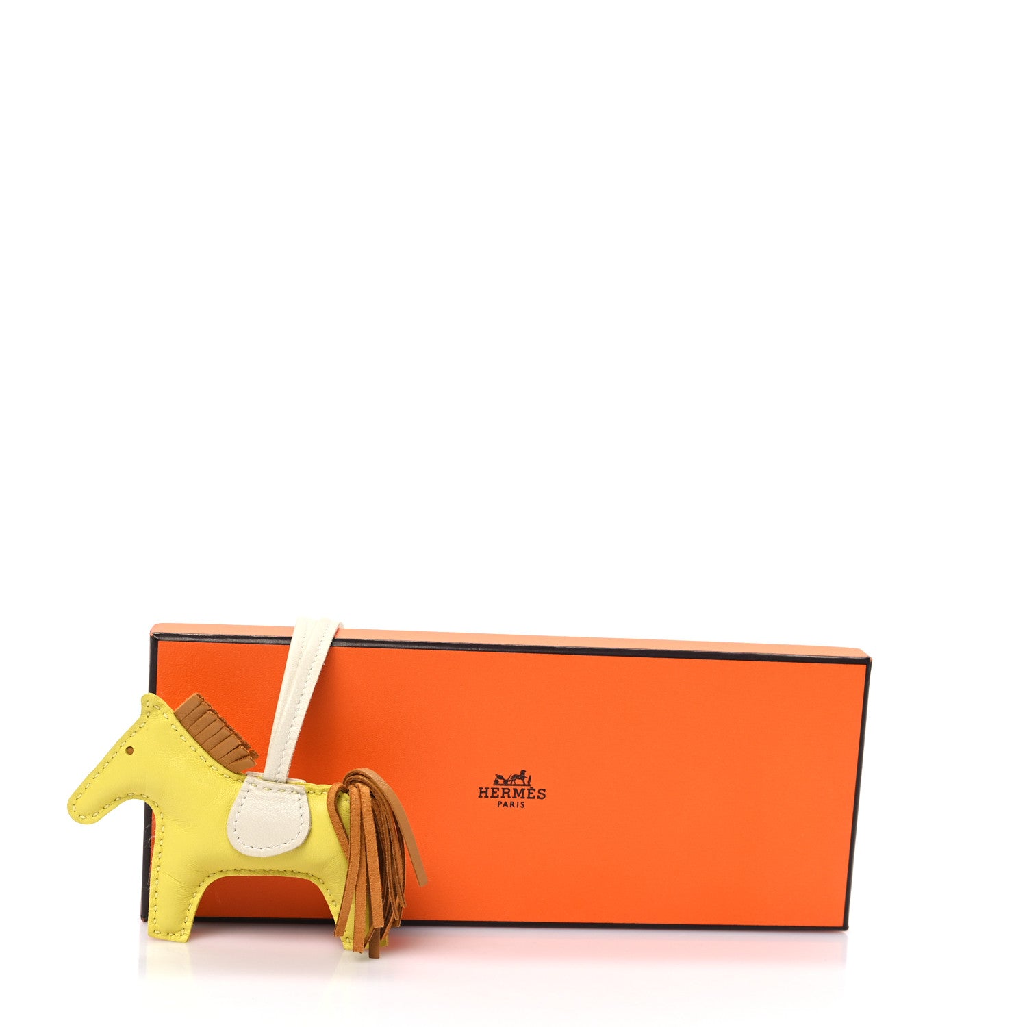 Hermes Milo Lambskin Grigri Rodeo Horse Bag Charm PM Lime Sesame Craie 4 of 4