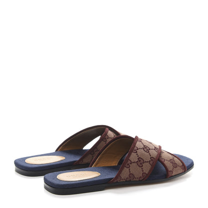 Gucci Canvas GG Monogram Womens Criss Cross Slide Sandals 38 Sahara Rubino Chardonnay 4 of 9