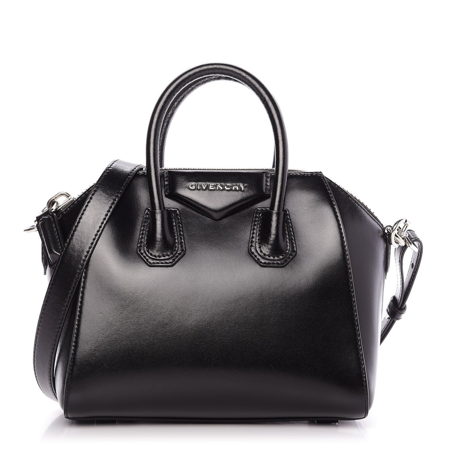 Shiny Lord Calfskin Mini Antigona Black