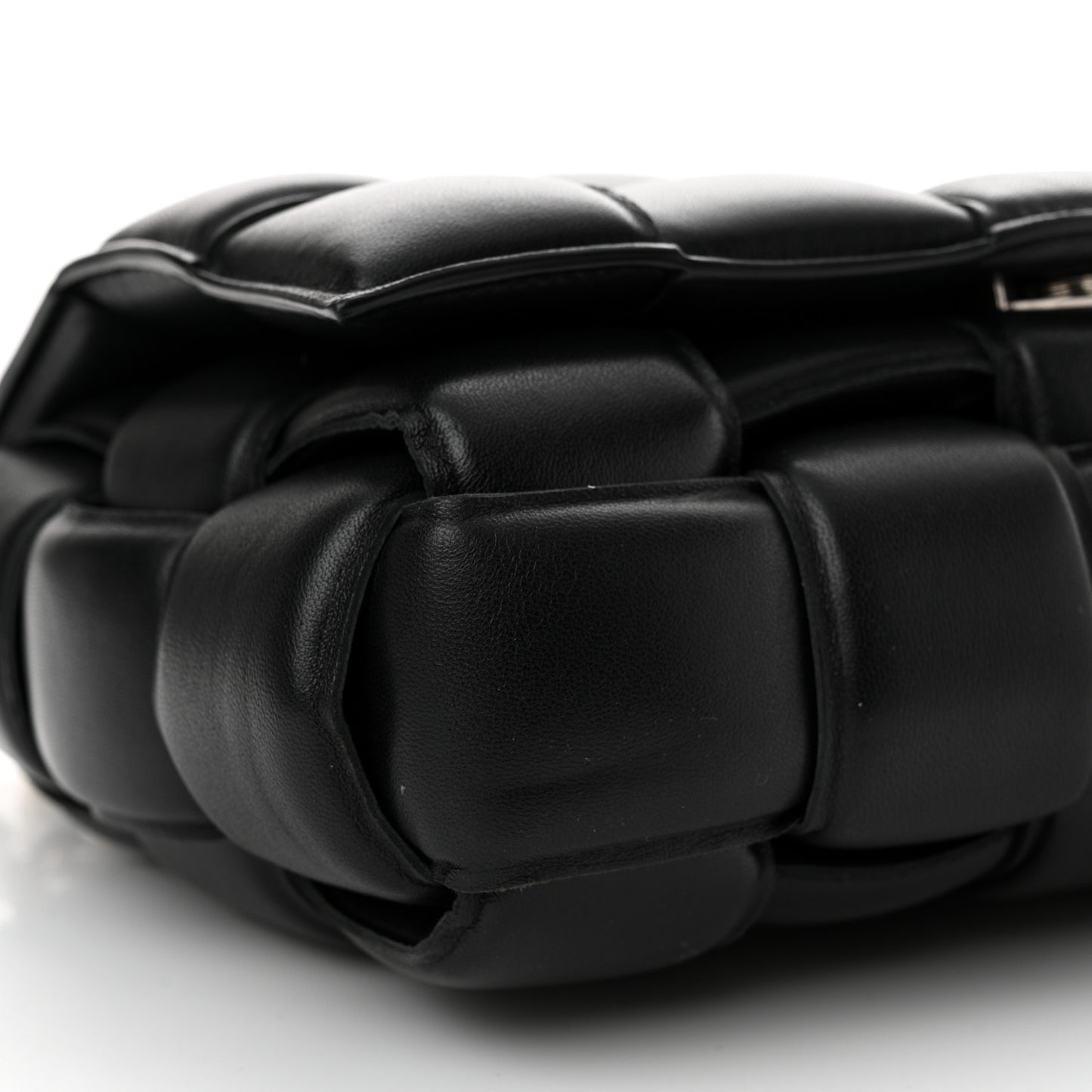 Lambskin Maxi Intreccio Padded Chain Cassette Crossbody Bag Black