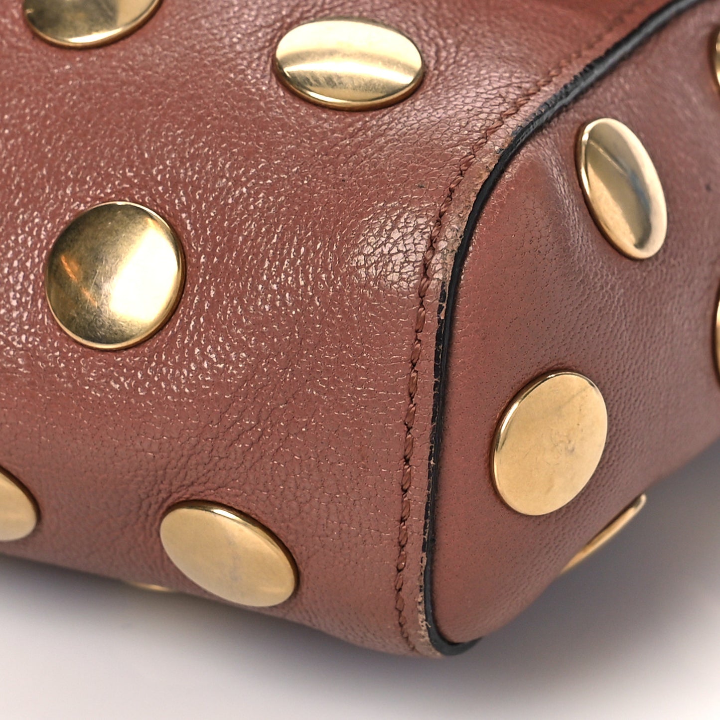 Goatskin Grommet Gotham Eyelet Shoulder Bag Beige