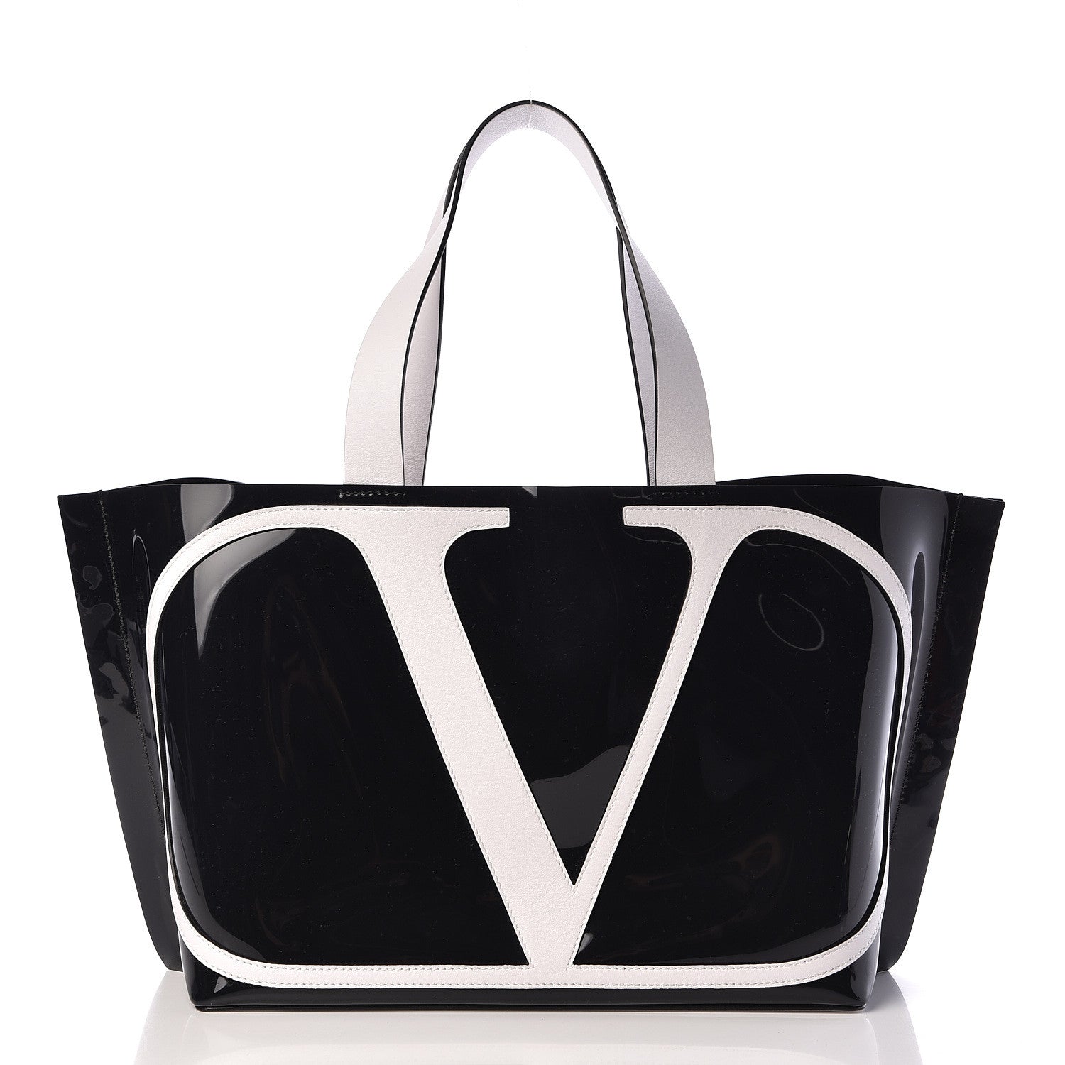 Valentino Garavani Patent Escape Tote Black White 3 of 10