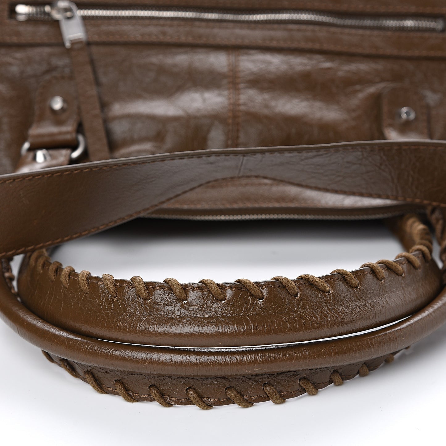 Agneau Classic Silver Hardware Weekender Brown