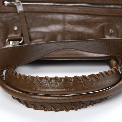 Balenciaga Agneau Classic Silver Hardware Weekender Brown 11 of 12