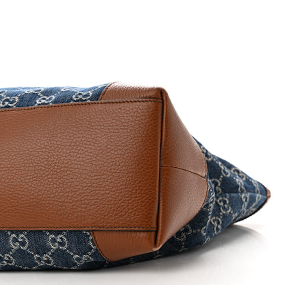 Gucci New Denim GG Monogram Medium Ophidia Shopping Tote Blue Tea Cuir 10 of 10