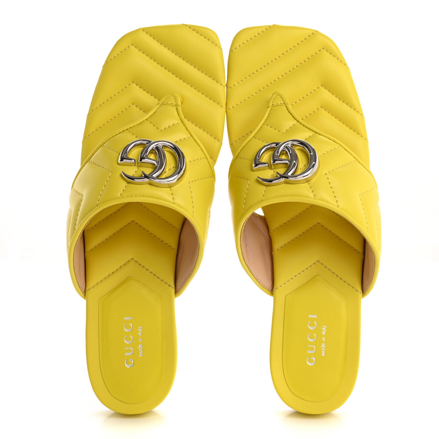 Gucci Nappa Charlotte Double G Marmont Thong Sandals 37.5 Acid Lime 2 of 10