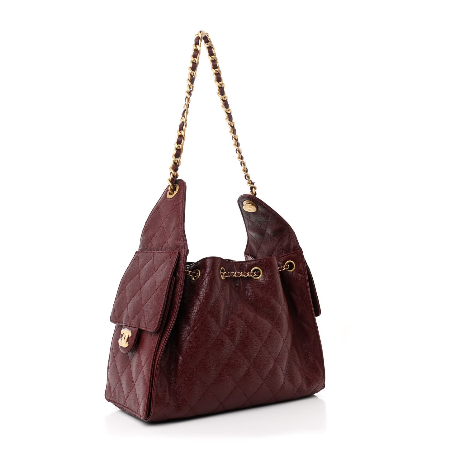 Caviar Quilted Small Chanel 25 Handbag Burgundy