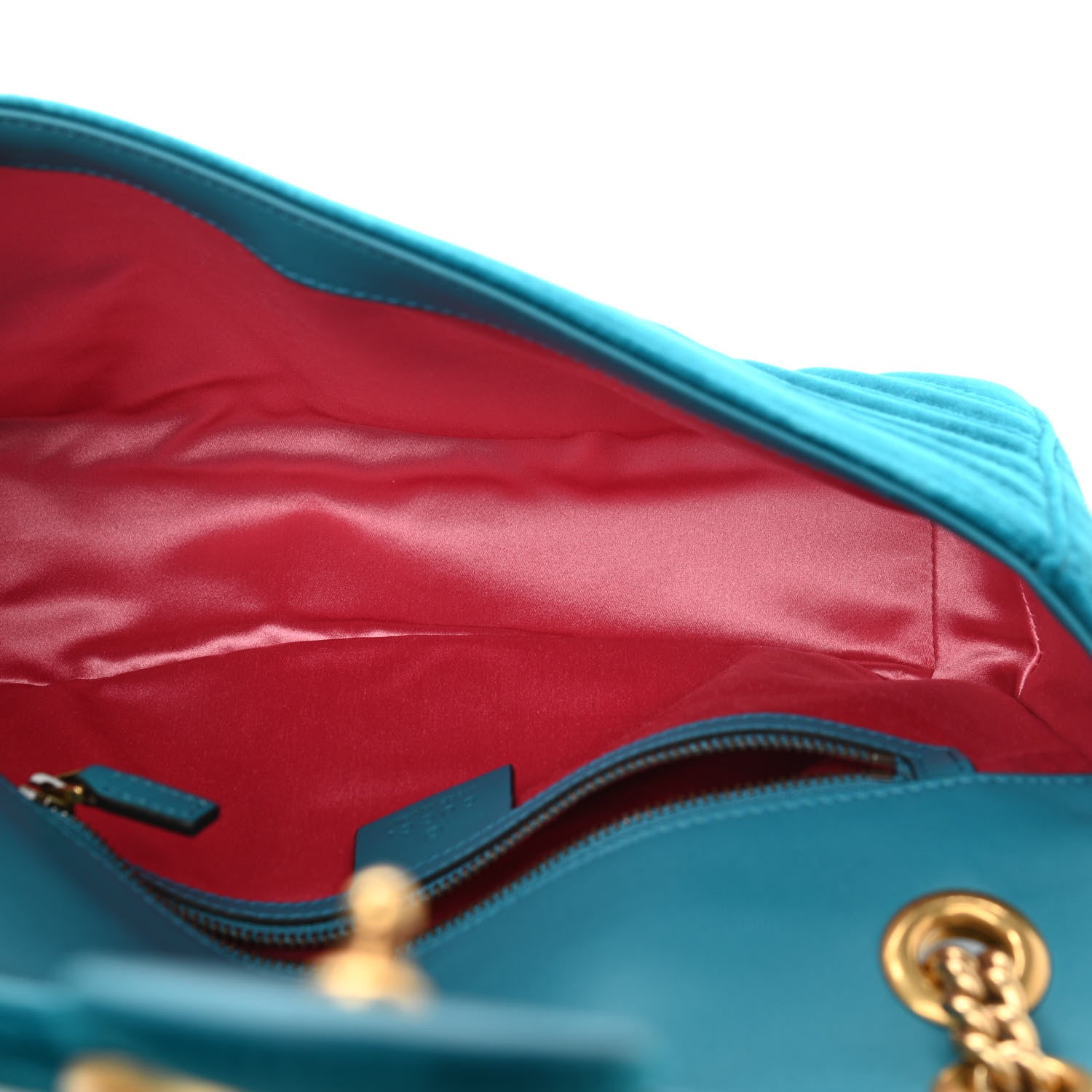 Gucci Velvet Matelasse Small GG Marmont Shoulder Bag Pavone Cyan 5 of 13