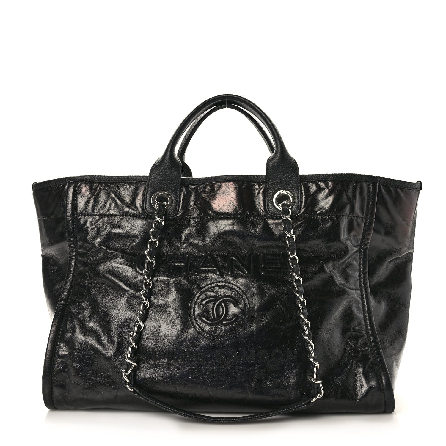 Chanel Glazed Calfskin Medium Deauville Tote Black 1 of 10