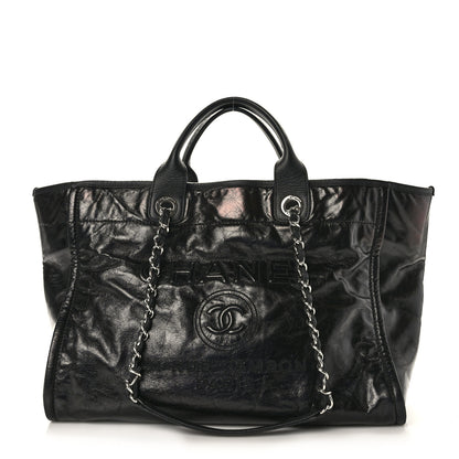 Chanel Glazed Calfskin Medium Deauville Tote Black 1 of 10