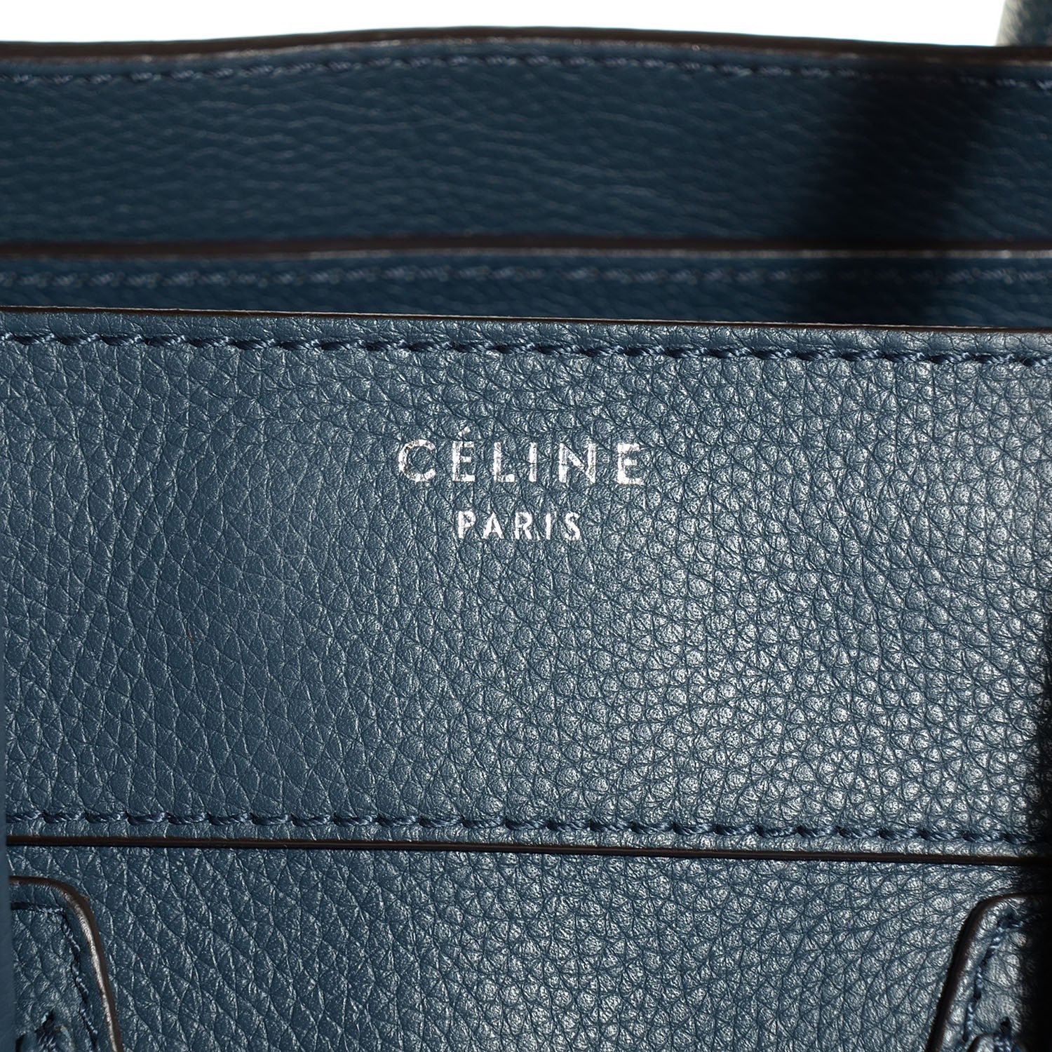 Celine Drummed Calfskin Mini Luggage Blue 6 of 8