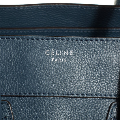 Celine Drummed Calfskin Mini Luggage Blue 6 of 8