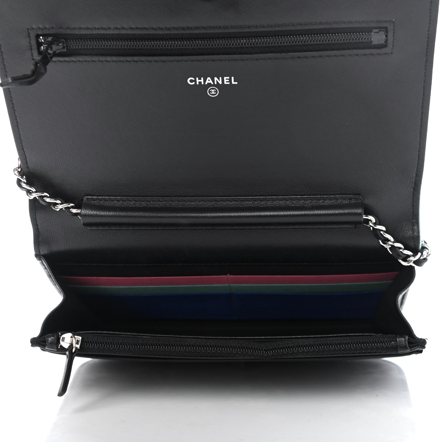 Chanel Lambskin Quilted Wallet On Chain WOC Black Pink Light Blue 4 of 4